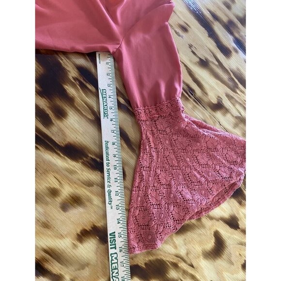 Takara Womens Blouse Crocheted Boho Long Bell Sleeve Top Size Small Peasant - Picture 9 of 14